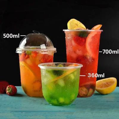 China Single Wall Diameter 95mm U Shape PP Thermoformed Cups Hot And Cold Drinking Juice Cup Salad Cups for sale