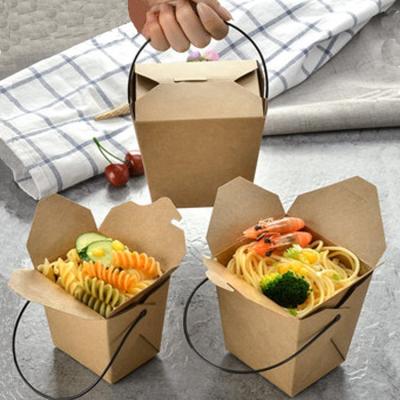 China Printable Portable Salad Lunch Containers Fried Chicken Rice Takeout Lunch Box Disposable Fast Food Stored Box With Handle for sale