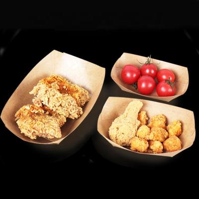 China Brown Disposable Fried Chicken Containers Rice Potato Chips Fried Snacks Takeaway Takeaway Boat Hot Box for sale