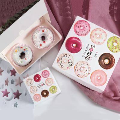 China Disposable Donuts Take Out Paper Boxes Disposable Paper Snack Take Out Container With Handle Bags for sale