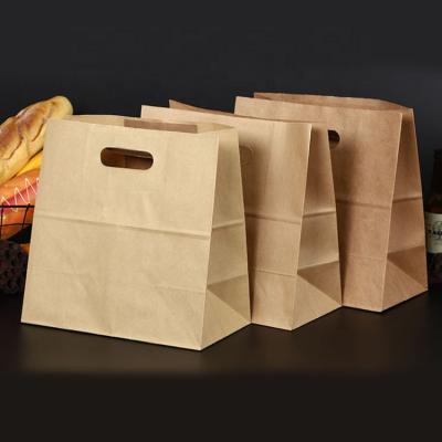 China Disposable Custom Grilled Kraft Paper Bag Milk Tea Coffee Lunch Box Takeout Handbags for sale