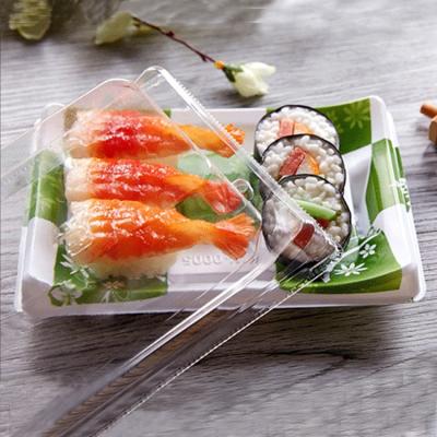 China Rectangle Printing Color Disposable Packing Box Set Plastic Disposable Sashimi Tray Trays Packing Box Sushi Box for sale