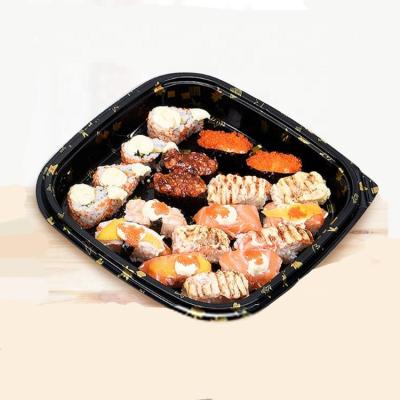 China Disposable Square Sushi Trays Blister Packing Meal Box Disposable Box Party Plastic Packing Printing for sale