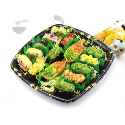 China Disposable Square Sushi Trays Blister Box Disposable Plastic Meal Takeout Box Packaging With Printing For Party for sale