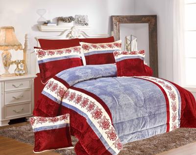 China PASSIONATE Home Textile Heavy Sherpa and Printed/Embossed Quilting Flannel Bedding Comforter Set for sale