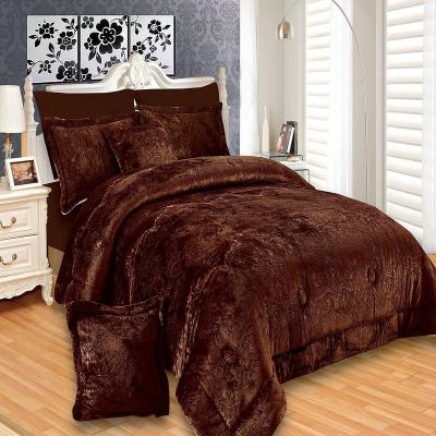 China Home Textile Luxury Design 3D Embossed Flannel Sherpa Comforter Bedding Set for sale