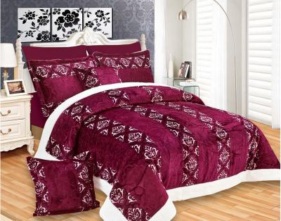 China Home 2019 New Design 4 Pcs Quantity Flannel With Sherpa Border Comforter Bedding Set for sale