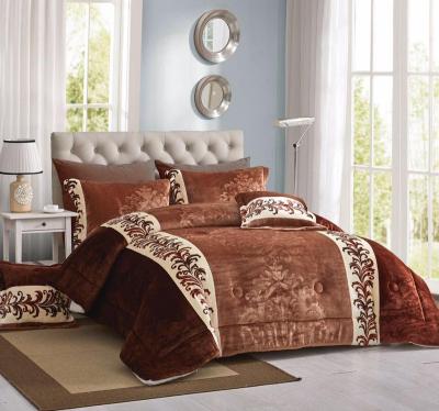 China 2020 New Nondisposable 3D Embossed Flannel With Sherpa Quilt 4pcs Set for sale