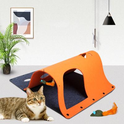 China Viable New Design Custom Pet Toys Felt Multifunctional Cat Tunnel Tent Floor Mat Toys Wholesale for sale