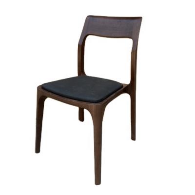 China Low MOQ Walnut Comfortable Minimalist Home Furniture Luxury Upholstered Wooden Material Dining Chair for sale