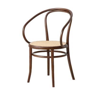 China Modern Solid Birch Wood Dining Chair Cane Woven Black Vintage Office Classic for sale