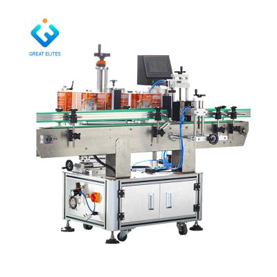 China Automatic food labeling machine double corner side labeling machine for round or flat bottle boxes for sale