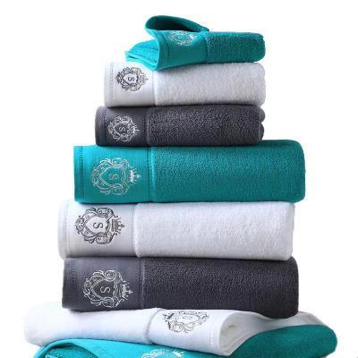 China Luxury Dobby border bath towels  with custom embroidery 100% cotton for sale