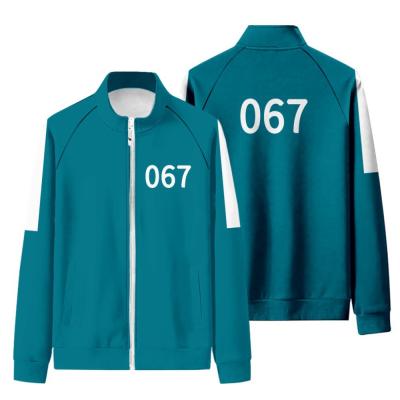 China Anti-wrinkle hot sales squid game the same sportswear unisex autumn collar zipper sweatshirts comic jacket for sale