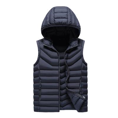 China Anti-wrinkle Amazon Sales Warm Detachable Hood Men Polyamide Fabric Padded Cotton Vest for sale