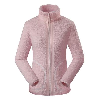 China Amazon Sales Polyester Women Waterproof Warm Fleece Jacket With Zipper With 1*1 Rib for sale