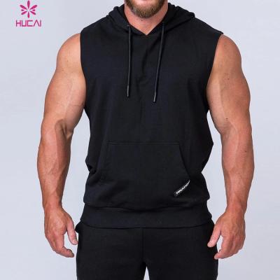 China Breathable Custom Sport Wear Outdoor Casual Gym High Street Sleeveless Wear Hoodie For Men for sale