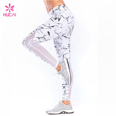 China New Breathable Wholesale Gym Sports Fitness Fashion Insert Mesh Print Yoga Pants Uses Gaiters For Women for sale