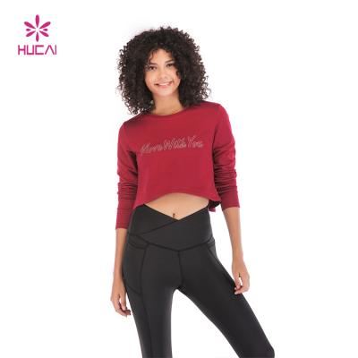 China Breathable Long Sleeve Women's Crop Top Shirt Sweatshirt For Women Workout Crop Top for sale