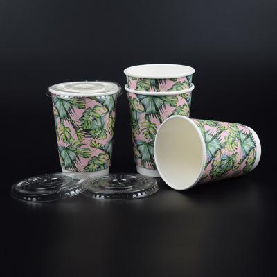 China Custom Logo Printed Paper Coffee Cups 100% Biodegradable Disposable for sale