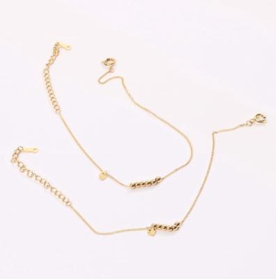 China CLASSIC Minimalist 18K Gold Small Slim Ball Stainless Steel Slidable Link Beads Chain Anklet Chains for sale