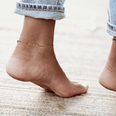 China CLASSIC Chic 18K Gold Stainless Steel Chain Anklets Platting Glitter Lip Anklets Women Foot Jewelry for sale