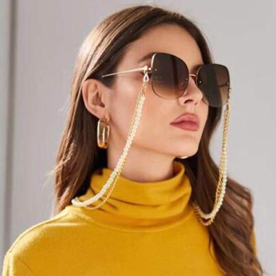 China 2020 New Fashion Accessories Double Layers Gold Link Chain Bead Sunglasses Chains For Lady for sale