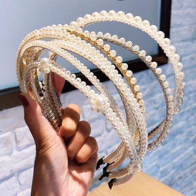 China Romantic Korean Korean Fashion Pearl Headbands For Wedding Bridal Hair Accessories for sale