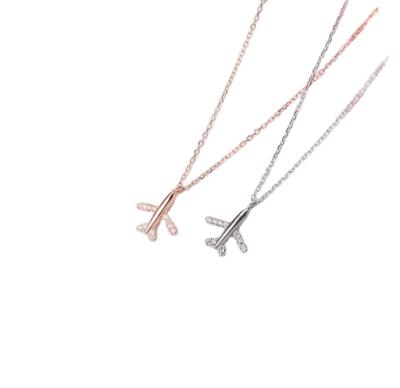 China 2021 hot sale s925 pure silver cute handmade aviation gift airplane necklace gold plated necklaces woman necklace for sale