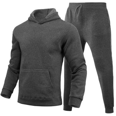 China New Product of Anti-wrinkle Sleeves Long Blank Solid Color Mens Winter Hoodies Set Thick Sweatshirts With Pants Brandless Fleece Sweat Coat for sale