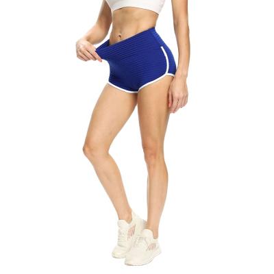 China Solid Color Anti-Static Butt Women Yoga Hot Lifting Shorts Framed Nylon Like High Elasticity Gym Shorts Jacquard Sports Short Tights for sale