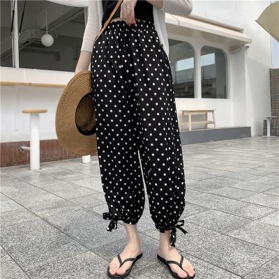 China Source Factory Supply Women Vintage Style Shorts Anti-Static Polka Dots Stripes Pantalones Cuff Ankles for sale