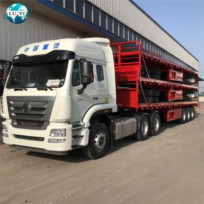 China Factory Price Good Quality Truck Trailer 3 Axles 40ft 40 Feet 50ft Flat Bed Tractor Trailer 40ft Truck Trailer for sale