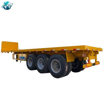 China Truck Trailer Low Price 3 Axle 100 Tons 40 Feet Flat Bed Semi Trailer For Sale for sale