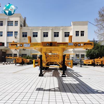 China Factory 20ft 20feet 40ft 45ft Lowbed Flatbed Truck Trailer Skeleton Transport Gooseneck Container Semi Trailer With Twist Lock for sale