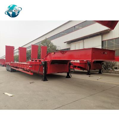 China Luyi 3 Axle 60ton 80 Ton Low Boy Excavator Loading Trailer Truck Trailer Low Bed Trailer For Saudi Arabia for sale