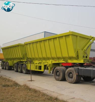 China Heavy Duty Double Dump Trailer Super Heavy Duty Trailer Link Link Tipper Semi Trailer Tilting Dump Truck Hydraulic Pump for sale