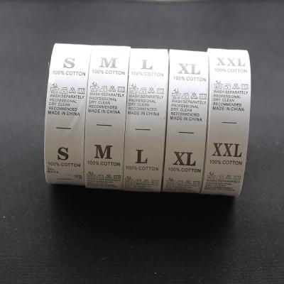 China S M L XL XXL XXXL Size Standard Wine Label Tag Woven Clothing for sale