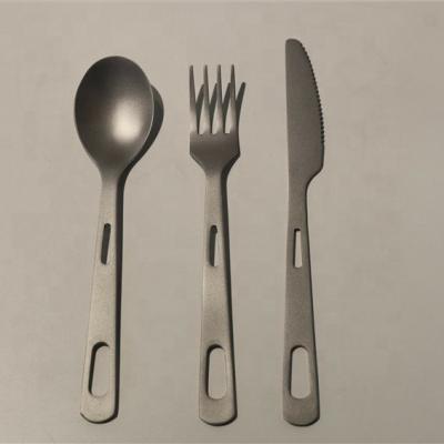 China Eco-friendly Lightweight Titanium Cutlery / Dinnerware Set (Knife + Fork + Spoon + Straw) for sale