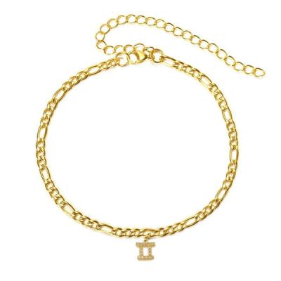 China FASHIONABLE Amazon best selling stainless steel zodiac sign anklet 18k gold plated 12 tarnish free anklet zodiac foot jewelry for sale