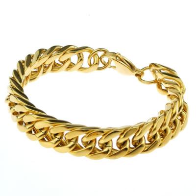 China Vintage 18K Gold Tone Stainless Steel Chain Bracelet Different Width Bracelet Bangle Non Tarnish Bracelet Jewelry for sale