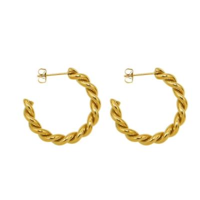 China CLASSIC Tasty Minimalist Hoop Twisted Hoop Earrings 18k Gold Plated Non Tarnish Chunky Hoop Stud Twisted Hoop Earrings For Her for sale