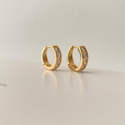 China CLASSIC Mini Style Simple Design 18k Gold Plated Tasty Pave Thick Circle CZ Diamond Earrings Zircon Hoop Earrings for sale