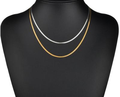 China BEST QUALITY FASHIONABLE Gold FASHIONABLE Stainless Steel Snake Chain Necklace Women Fishbone Waterproof Flat Jewelry for sale