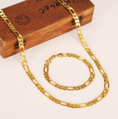 China Fandi FASHION Jewelry Vintage 18k Gold Plated Figaro Chain Necklace Waterproof Simple Style Stainless Steel Necklace For Women for sale