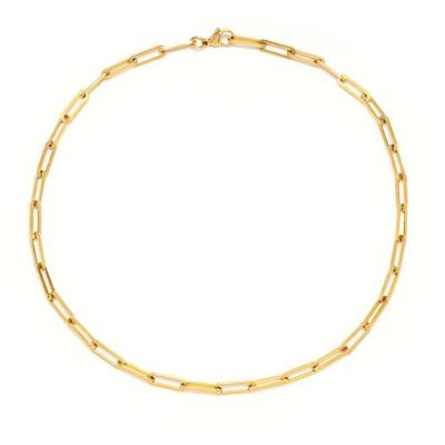 China FASHIONABLE Delicate Round Flat Rectangle Chain Link Choker Necklace Gold Plated Stainless Steel Paper Clip Chain Necklace For Women for sale