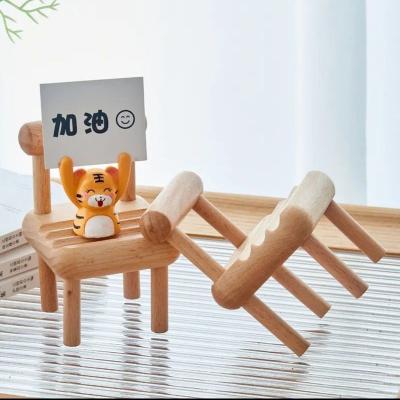 China Europe Wooden Phone Holder Chair Shaped Mobile Phone Holders Cell Phone Holder For Office Tablet Stand Wood Desk Dock for sale