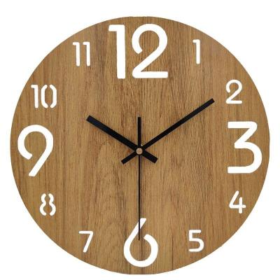 China Europe Wooden Wall Clock Rustic Country Tuscan Style Wooden Decorative Battery Operated Home Decor for sale