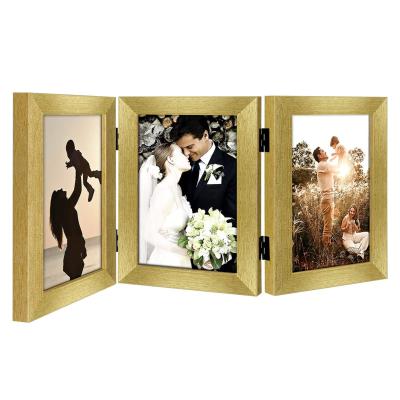 China Gold Wedding Picture Frames Wooden Farmhouse Wall Floating Photo Wood Panel Picture Frames Polaroid Frame For Photos for sale