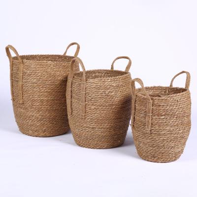 China Sustainable Woven Baskets Laundry Storage Basket Decor Hand - Woven Basket For Bathroom Sink Decor Vanity Woven Clothes Hamper for sale